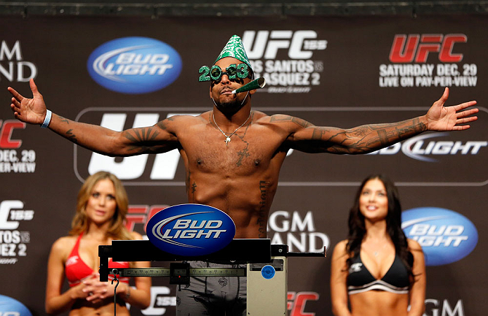 LAS VEGAS, NV - DECEMBER 28: Michael Johnson weighs in during the UFC 155 weigh-in on December 28, 2012 at MGM Grand Garden Arena in Las Vegas, Nevada. (Photo by Josh Hedges/Zuffa LLC/Zuffa LLC via Getty Images)