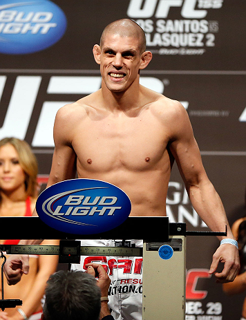 LAS VEGAS, NV - DECEMBER 28: Joe Lauzon weighs in during the UFC 155 weigh-in on December 28, 2012 at MGM Grand Garden Arena in Las Vegas, Nevada. (Photo by Josh Hedges/Zuffa LLC/Zuffa LLC via Getty Images)