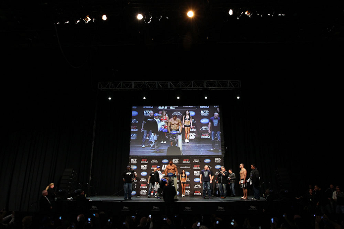 LAS VEGAS, NV - DECEMBER 28: UFC Heavyweight Champion Junior dos Santos weighs in during the UFC 155 weigh-in on December 28, 2012 at MGM Grand Garden Arena in Las Vegas, Nevada. (Photo by Josh Hedges/Zuffa LLC/Zuffa LLC via Getty Images)