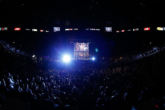 LAS VEGAS, NV - DECEMBER 28: UFC Heavyweight Champion Junior dos Santos weighs in during the UFC 155 weigh-in on December 28, 2012 at MGM Grand Garden Arena in Las Vegas, Nevada. (Photo by Josh Hedges/Zuffa LLC/Zuffa LLC via Getty Images)