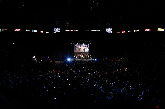 LAS VEGAS, NV - DECEMBER 28: UFC Heavyweight Champion Junior dos Santos weighs in during the UFC 155 weigh-in on December 28, 2012 at MGM Grand Garden Arena in Las Vegas, Nevada. (Photo by Josh Hedges/Zuffa LLC/Zuffa LLC via Getty Images)