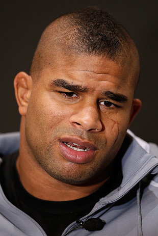 LAS VEGAS, NV - JANUARY 31:  Alistair Overeem interacts with media during the UFC 156 Ultimate Media Day on January 31, 2013 at the Mandalay Bay in Las Vegas, Nevada.  (Photo by Josh Hedges/Zuffa LLC/Zuffa LLC via Getty Images)