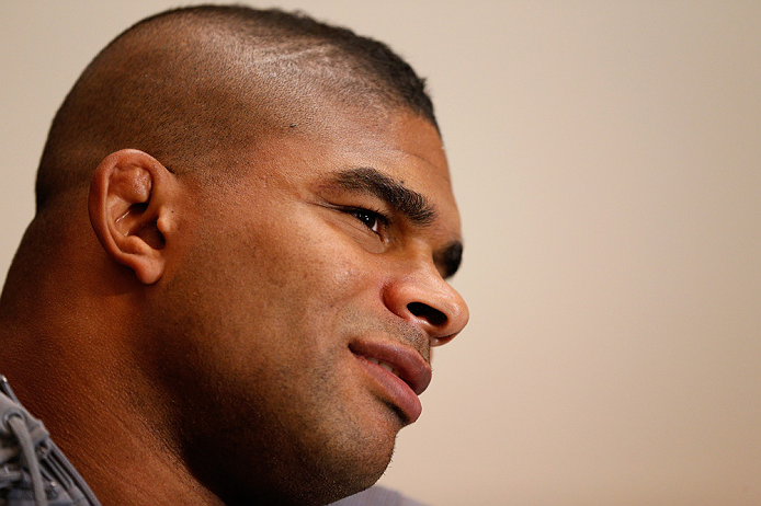 LAS VEGAS, NV - JANUARY 31:  Alistair Overeem interacts with media during the UFC 156 Ultimate Media Day on January 31, 2013 at the Mandalay Bay in Las Vegas, Nevada.  (Photo by Josh Hedges/Zuffa LLC/Zuffa LLC via Getty Images)
