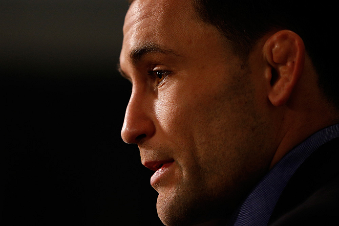 LAS VEGAS, NV - JANUARY 31:  Frankie Edgar interacts with media during the UFC 156 Ultimate Media Day on January 31, 2013 at the Mandalay Bay in Las Vegas, Nevada.  (Photo by Josh Hedges/Zuffa LLC/Zuffa LLC via Getty Images)