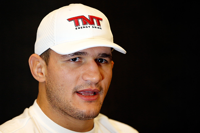LAS VEGAS, NV - MAY 23:   Junior "Cigano" dos Santos interacts with media during the UFC 160 Ultimate Media Day at the MGM Grand Hotel/Casino on May 23, 2013 in Las Vegas, Nevada.  (Photo by Josh Hedges/Zuffa LLC/Zuffa LLC via Getty Images)