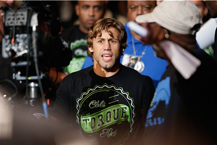 LAS VEGAS, NV - JULY 05: Urijah Faber enters the Octagon before his fight with Alex Caceres in their bantamweight fight at UFC 175 inside the Mandalay Bay Events Center on July 5, 2014 in Las Vegas, Nevada. (Photo by Josh Hedges/Zuffa LLC/Zuffa LLC via Getty Images)