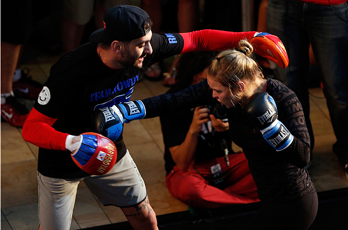 Rousey and Tarverdyan at open workouts
