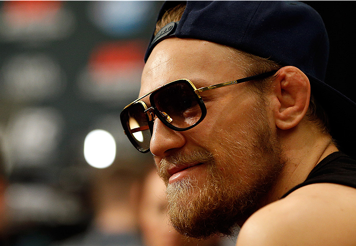 LAS VEGAS, NV - SEP. 25: Conor McGregor of Ireland interacts with media during the UFC 178 Ultimate Media Day at the MGM Grand Hotel/Casino on September 25, 2014 in Las Vegas, Nevada. (Photo by Josh Hedges/Zuffa LLC)