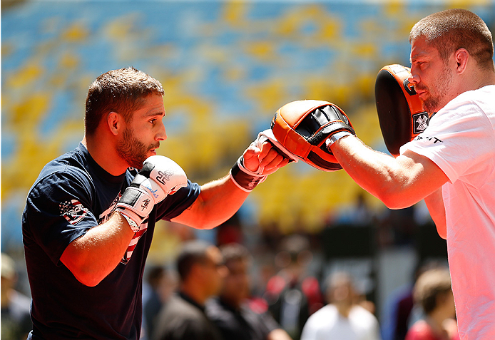Mendes at the UFC 179 Open Workouts
