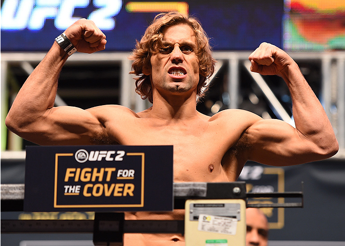Urijah Faber weighs in during the UFC 194 weigh-in inside MGM Grand Garden Arena on December 10, 2015 in Las Vegas, Nevada. (Photo by Josh Hedges/Zuffa LLC)