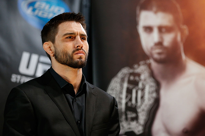 MONTREAL, CANADA - NOVEMBER 14:  Carlos Condit interacts with media and fans during the final pre-fight press conference ahead of UFC 154 at New City Gas on November 14, 2012 in Montreal, Quebec, Canada.  (Photo by Josh Hedges/Zuffa LLC/Zuffa LLC via Getty Images)