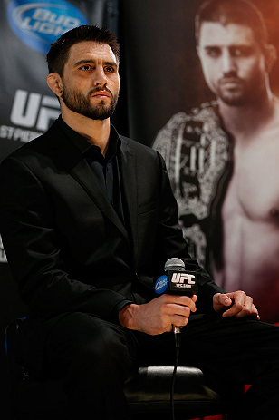 MONTREAL, CANADA - NOVEMBER 14:  Carlos Condit interacts with media and fans during the final pre-fight press conference ahead of UFC 154 at New City Gas on November 14, 2012 in Montreal, Quebec, Canada.  (Photo by Josh Hedges/Zuffa LLC/Zuffa LLC via Getty Images)