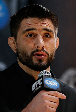MONTREAL, CANADA - NOVEMBER 14:  Carlos Condit interacts with media and fans during the final pre-fight press conference ahead of UFC 154 at New City Gas on November 14, 2012 in Montreal, Quebec, Canada.  (Photo by Josh Hedges/Zuffa LLC/Zuffa LLC via Getty Images)