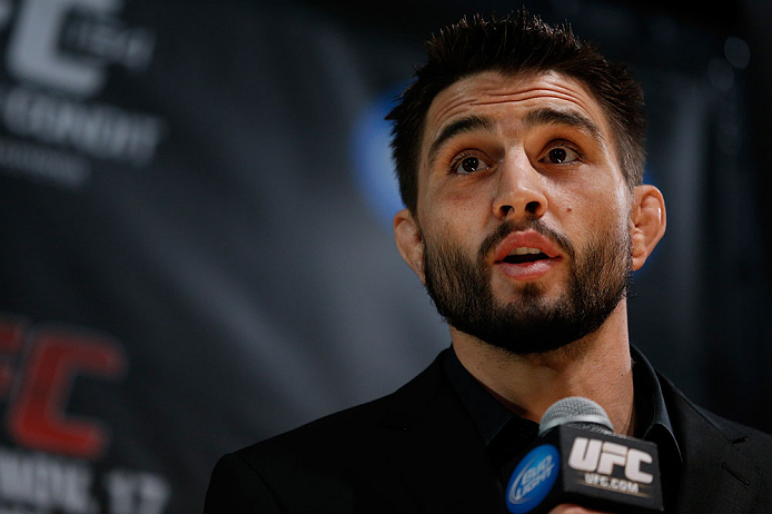 MONTREAL, CANADA - NOVEMBER 14:  Carlos Condit interacts with media and fans during the final pre-fight press conference ahead of UFC 154 at New City Gas on November 14, 2012 in Montreal, Quebec, Canada.  (Photo by Josh Hedges/Zuffa LLC/Zuffa LLC via Getty Images)