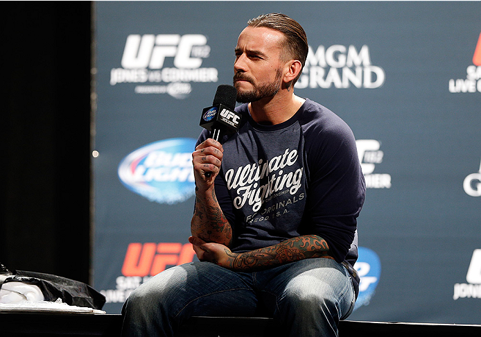 Phil 'C.M. Punk' Brooks interacts with fans during a Q&A session before the UFC 182 weigh-in event at the MGM Grand Conference Center on January 2, 2015 in Las Vegas, Nevada. (Photo by Josh Hedges/Zuffa LLC)