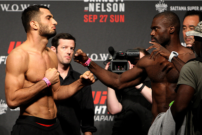 Gegard Mousasi and Uriah Hall square off before their fight in September of 2015