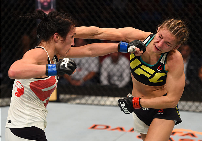Precisão e potência deram a vitória a Valérie Létorneau sobre Maryna Moroz (Foto: Jeff Bottari/Zuffa LLC)
