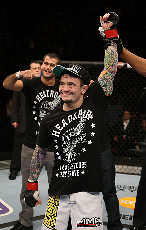 SEATTLE, WA - DECEMBER 08: Scott Jorgensen is declared the winner in his bantamweight bout with John Albert at the UFC on FOX event on December 8, 2012 at Key Arena in Seattle, Washington. (Photo by Ezra Shaw/Zuffa LLC/Zuffa LLC via Getty Images) *** Local Caption *** Scott Jorgensen