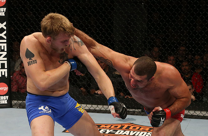 SEATTLE, WA - DECEMBER 08: (R-L) Mauricio Rua punches Alexander Gustafsson during their light heavyweight bout at the UFC on FOX event on December 8, 2012 at Key Arena in Seattle, Washington. (Photo by Ezra Shaw/Zuffa LLC/Zuffa LLC via Getty Images) *** Local Caption *** Mauricio Rua; Alexander Gustafsson