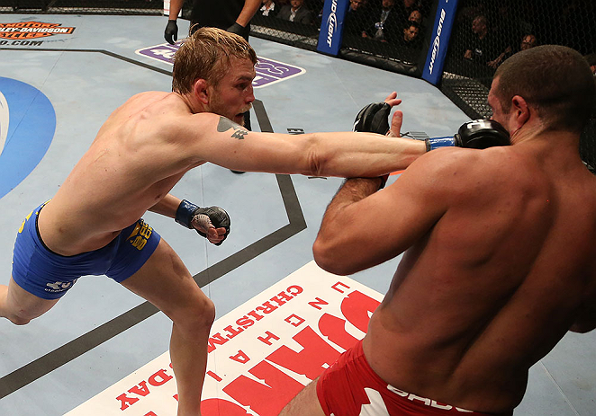 SEATTLE, WA - DECEMBER 08: Alexander Gustafsson (left) punches Mauricio Rua during their light heavyweight bout at the UFC on FOX event on December 8, 2012 at Key Arena in Seattle, Washington. (Photo by Ezra Shaw/Zuffa LLC/Zuffa LLC via Getty Images) *** Local Caption *** Mauricio Rua; Alexander Gustafsson