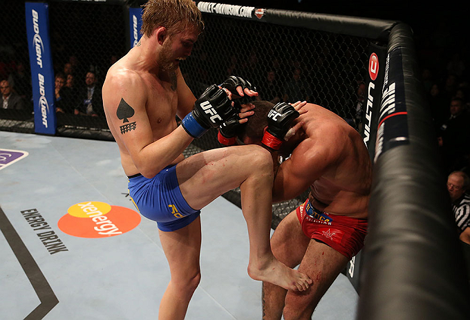 SEATTLE, WA - DECEMBER 08: (L-R) Alexander Gustafsson knees Mauricio Rua during their light heavyweight bout at the UFC on FOX event on December 8, 2012 at Key Arena in Seattle, Washington. (Photo by Ezra Shaw/Zuffa LLC/Zuffa LLC via Getty Images) *** Local Caption *** Mauricio Rua; Alexander Gustafsson