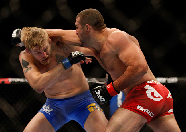 SEATTLE, WA - DECEMBER 08: (R-L) Mauricio Rua punches Alexander Gustafsson during their light heavyweight bout at the UFC on FOX event on December 8, 2012 at Key Arena in Seattle, Washington. (Photo by Josh Hedges/Zuffa LLC/Zuffa LLC via Getty Images) *** Local Caption *** Mauricio Rua; Alexander Gustafsson