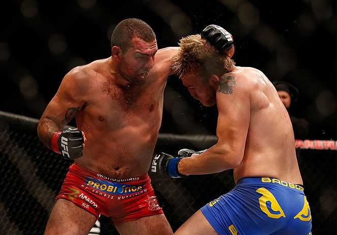 SEATTLE, WA - DECEMBER 08: (L-R) Mauricio Rua punches Alexander Gustafsson during their light heavyweight bout at the UFC on FOX event on December 8, 2012 at Key Arena in Seattle, Washington. (Photo by Josh Hedges/Zuffa LLC/Zuffa LLC via Getty Images) *** Local Caption *** Mauricio Rua; Alexander Gustafsson