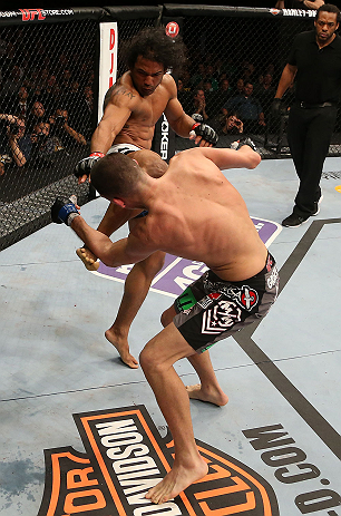 SEATTLE, WA - DECEMBER 08:  [CAPTION] during their lightweight championship bout at the UFC on FOX event on December 8, 2012  at Key Arena in Seattle, Washington.  (Photo by Ezra Shaw/Zuffa LLC/Zuffa LLC via Getty Images) *** Local Caption *** Benson Henderson; Nate Diaz