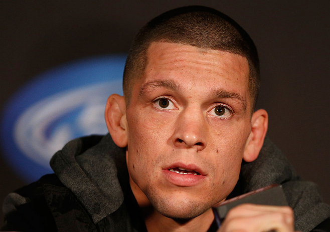 SEATTLE, WA - DECEMBER 06: Nate Diaz interacts with media during the UFC on FOX press conference on December 6, 2012 at Key Arena in Seattle, Washington. (Photo by Josh Hedges/Zuffa LLC/Zuffa LLC via Getty Images)