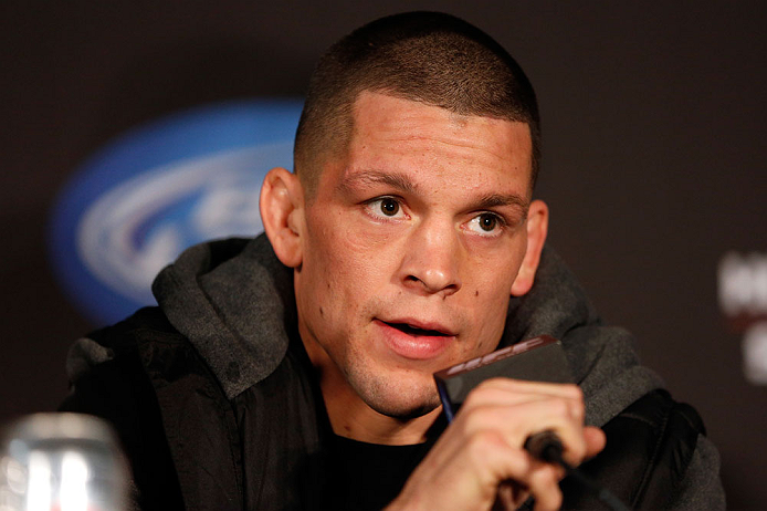 SEATTLE, WA - DECEMBER 06: Nate Diaz interacts with media during the UFC on FOX press conference on December 6, 2012 at Key Arena in Seattle, Washington. (Photo by Josh Hedges/Zuffa LLC/Zuffa LLC via Getty Images)