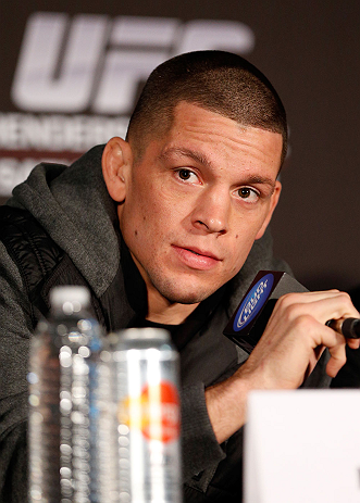 SEATTLE, WA - DECEMBER 06: Nate Diaz interacts with media during the UFC on FOX press conference on December 6, 2012 at Key Arena in Seattle, Washington. (Photo by Josh Hedges/Zuffa LLC/Zuffa LLC via Getty Images)