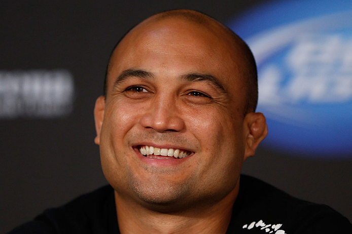 SEATTLE, WA - DECEMBER 06: BJ Penn interacts with media during the UFC on FOX press conference on December 6, 2012 at Key Arena in Seattle, Washington. (Photo by Josh Hedges/Zuffa LLC/Zuffa LLC via Getty Images)