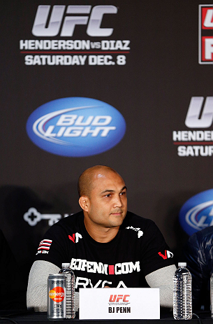 SEATTLE, WA - DECEMBER 06: BJ Penn interacts with media during the UFC on FOX press conference on December 6, 2012 at Key Arena in Seattle, Washington. (Photo by Josh Hedges/Zuffa LLC/Zuffa LLC via Getty Images)
