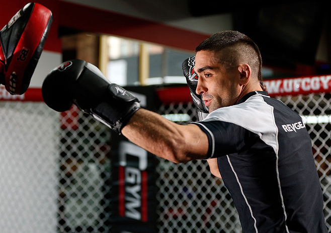 CHICAGO, IL - JANUARY 23:  Ricardo Lamas conducts an open workout session for media on January 23, 2013 at UFC Gym in Chicago, Illinois. (Photo by Josh Hedges/Zuffa LLC/Zuffa LLC via Getty Images)