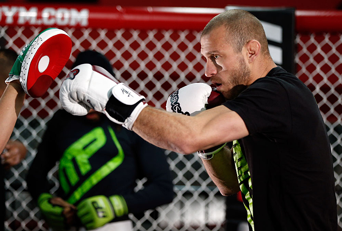 CHICAGO, IL - JANUARY 23:  Donald "Cowboy" Cerrone conducts an open workout session for media on January 23, 2013 at UFC Gym in Chicago, Illinois. (Photo by Josh Hedges/Zuffa LLC/Zuffa LLC via Getty Images)