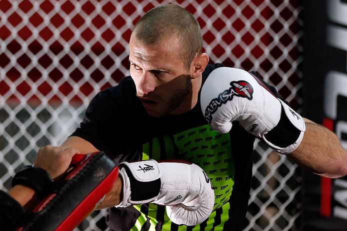 CHICAGO, IL - JANUARY 23:  Donald "Cowboy" Cerrone conducts an open workout session for media on January 23, 2013 at UFC Gym in Chicago, Illinois. (Photo by Josh Hedges/Zuffa LLC/Zuffa LLC via Getty Images)