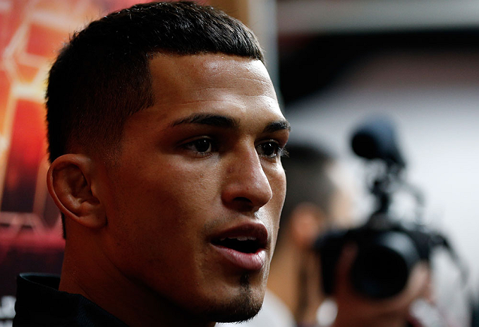 CHICAGO, IL - JANUARY 23:  Anthony Pettis addresses the media during the UFC open workouts on January 23, 2013 at UFC Gym in Chicago, Illinois. (Photo by Josh Hedges/Zuffa LLC/Zuffa LLC via Getty Images)