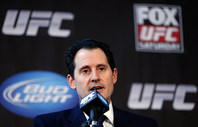 CHICAGO, IL - JANUARY 24: UFC Chief Operating Officer Lawrence Epstein interacts with media during the UFC on FOX press conference on January 24, 2013 at the United Center in Chicago, Illinois. (Photo by Josh Hedges/Zuffa LLC/Zuffa LLC via Getty Images)