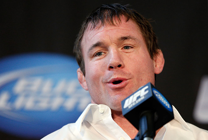 CHICAGO, IL - JANUARY 24: UFC Hall of Famer Matt Hughes announces his retirement from fighting during the UFC on FOX press conference on January 24, 2013 at the United Center in Chicago, Illinois. (Photo by Josh Hedges/Zuffa LLC/Zuffa LLC via Getty Images)