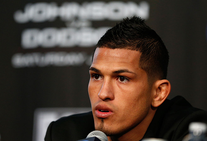 CHICAGO, IL - JANUARY 24: Anthony Pettis interacts with media during the UFC on FOX press conference on January 24, 2013 at the United Center in Chicago, Illinois. (Photo by Josh Hedges/Zuffa LLC/Zuffa LLC via Getty Images)