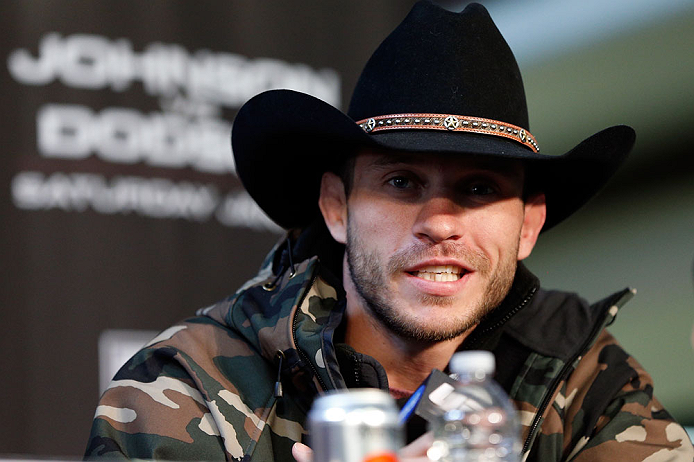 CHICAGO, IL - JANUARY 24: Donald "Cowboy" Cerrone interacts with media during the UFC on FOX press conference on January 24, 2013 at the United Center in Chicago, Illinois. (Photo by Josh Hedges/Zuffa LLC/Zuffa LLC via Getty Images)