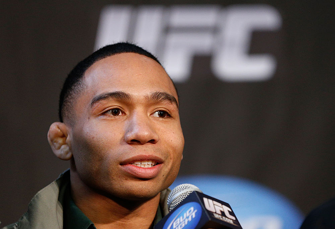 CHICAGO, IL - JANUARY 24: John Dodson interacts with media during the UFC on FOX press conference on January 24, 2013 at the United Center in Chicago, Illinois. (Photo by Josh Hedges/Zuffa LLC/Zuffa LLC via Getty Images)