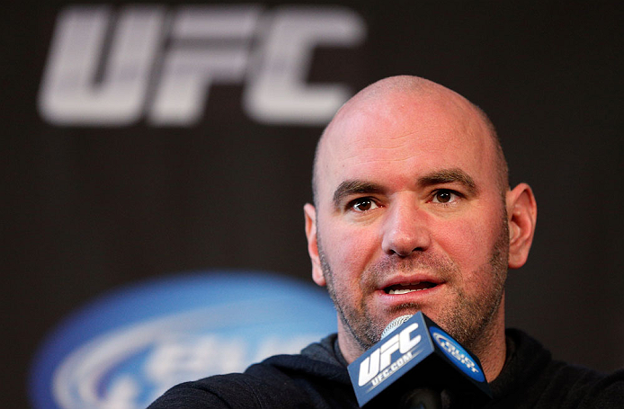 CHICAGO, IL - JANUARY 24: UFC President Dana White interacts with media during the UFC on FOX press conference on January 24, 2013 at the United Center in Chicago, Illinois. (Photo by Josh Hedges/Zuffa LLC/Zuffa LLC via Getty Images)