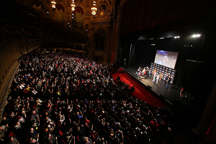 CHICAGO, IL - JANUARY 25: A general view of the theatre as Clay Guida weighs in during the UFC on FOX weigh-in on January 25, 2013 at the Chicago Theatre in Chicago, Illinois. (Photo by Josh Hedges/Zuffa LLC/Zuffa LLC via Getty Images)