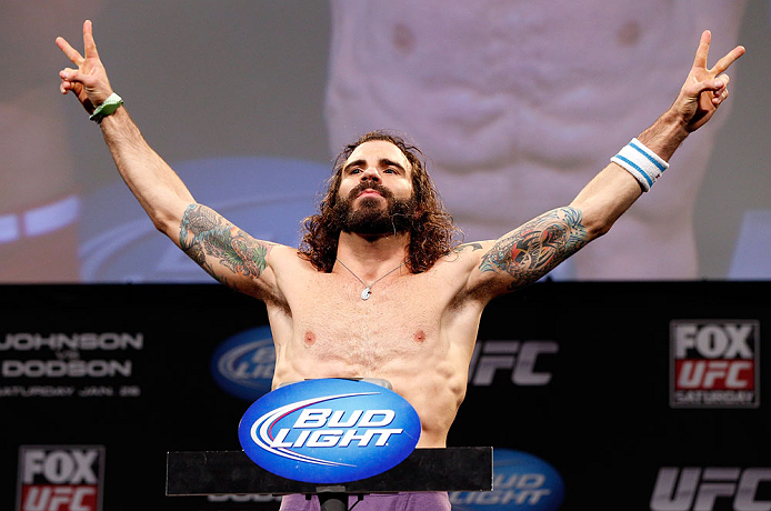CHICAGO, IL - JANUARY 25: Clay Guida weighs in during the UFC on FOX weigh-in on January 25, 2013 at the Chicago Theatre in Chicago, Illinois. (Photo by Josh Hedges/Zuffa LLC/Zuffa LLC via Getty Images)