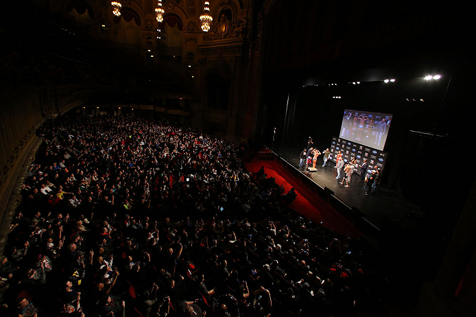 CHICAGO, IL - JANUARY 25: A general view of the theatre as Anthony Pettis weighs in during the UFC on FOX weigh-in on January 25, 2013 at the Chicago Theatre in Chicago, Illinois. (Photo by Josh Hedges/Zuffa LLC/Zuffa LLC via Getty Images)