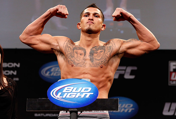 CHICAGO, IL - JANUARY 25: Anthony Pettis weighs in during the UFC on FOX weigh-in on January 25, 2013 at the Chicago Theatre in Chicago, Illinois. (Photo by Josh Hedges/Zuffa LLC/Zuffa LLC via Getty Images)