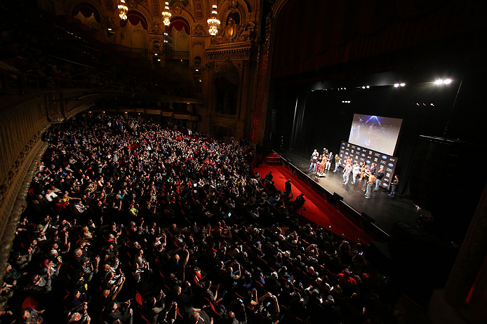 CHICAGO, IL - JANUARY 25: A general view of the theatre as Quinton "Rampage" Jackson weighs in during the UFC on FOX weigh-in on January 25, 2013 at the Chicago Theatre in Chicago, Illinois. (Photo by Josh Hedges/Zuffa LLC/Zuffa LLC via Getty Images)