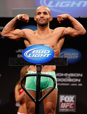 CHICAGO, IL - JANUARY 25: Demetrious Johnson weighs in during the UFC on FOX weigh-in on January 25, 2013 at the Chicago Theatre in Chicago, Illinois. (Photo by Josh Hedges/Zuffa LLC/Zuffa LLC via Getty Images)