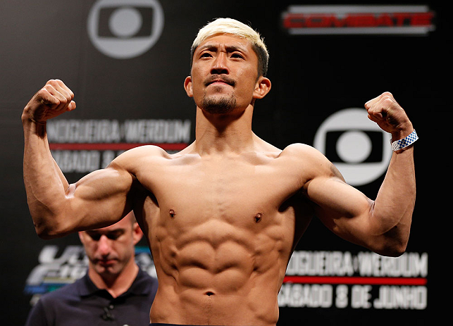 FORTALEZA, BRAZIL - JUNE 07:  Mizuto Hirota weighs in during the UFC weigh-in at Paulo Sarasate Arena on June 7, 2013 in Fortaleza, Ceara, Brazil.  (Photo by Josh Hedges/Zuffa LLC/Zuffa LLC via Getty Images)